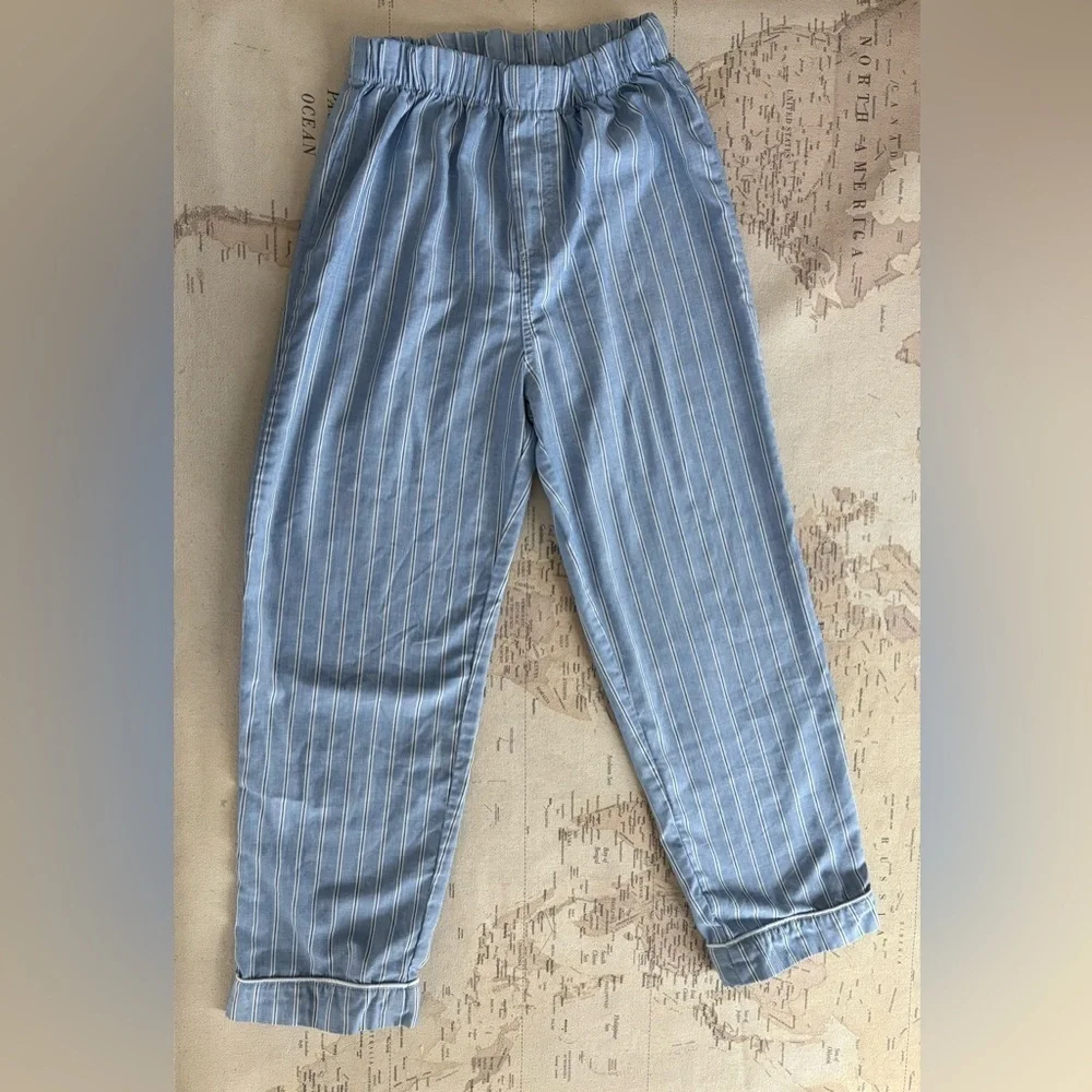 Gap 100% Recycled Striped PJ Set | Size 8 Unisex Color Blue stripe